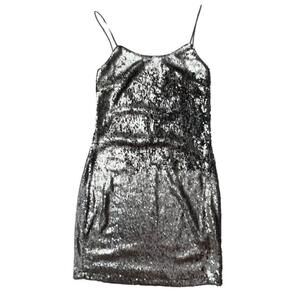 THE IMPECCABLE PIG Women’s Pewter Sequin Party Event Prom Dress, Size Small